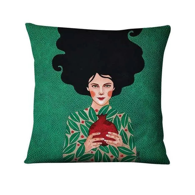 Home Daily Character Painted Linen Pillowcase - Bellarte Enchanté Home Daily Character Painted Linen Pillowcase